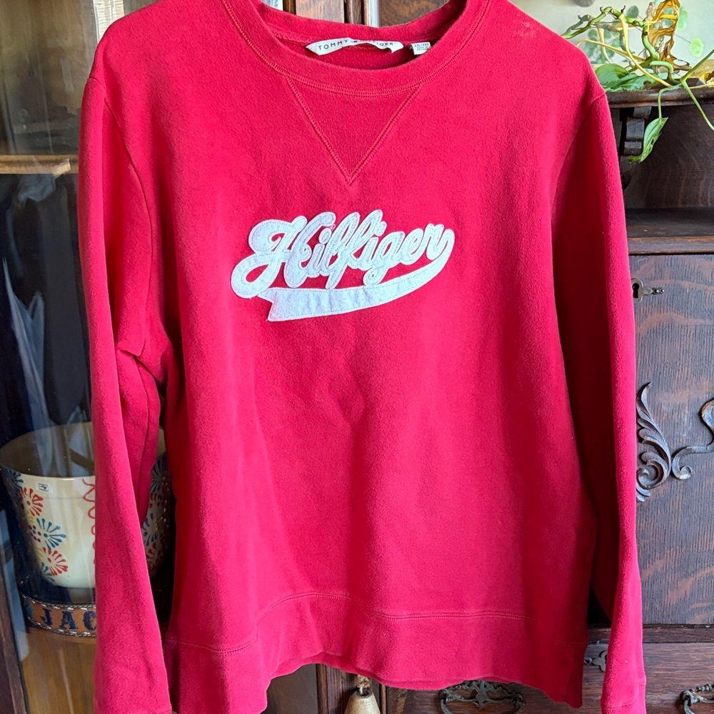 Tommy Hilfiger Red Script Logo Sweatshirt